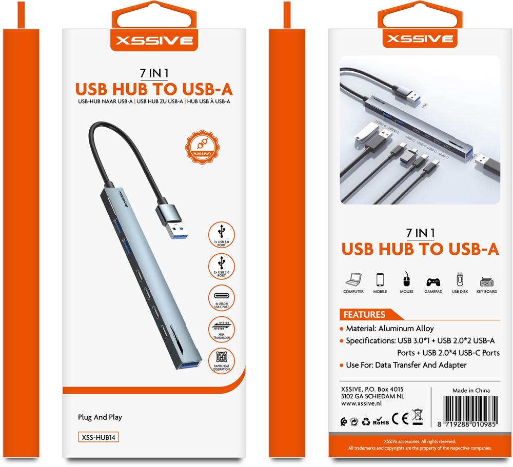 Xssive 7in1 USB Hub to USB-A XSS-HUB14-3