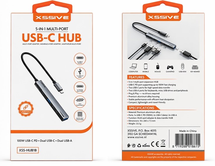 Xssive 5in1 Multiport USB-C Hub XSS-HUB18-2