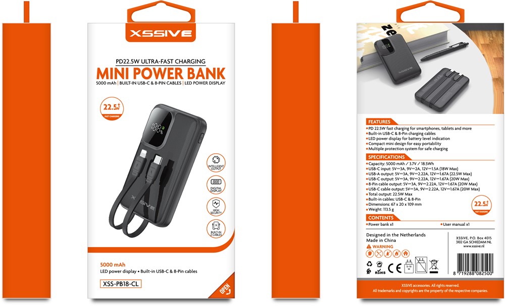 Xssive PD22.5W Mini Powerbank 5000mAh XSS-PB18-CL-3