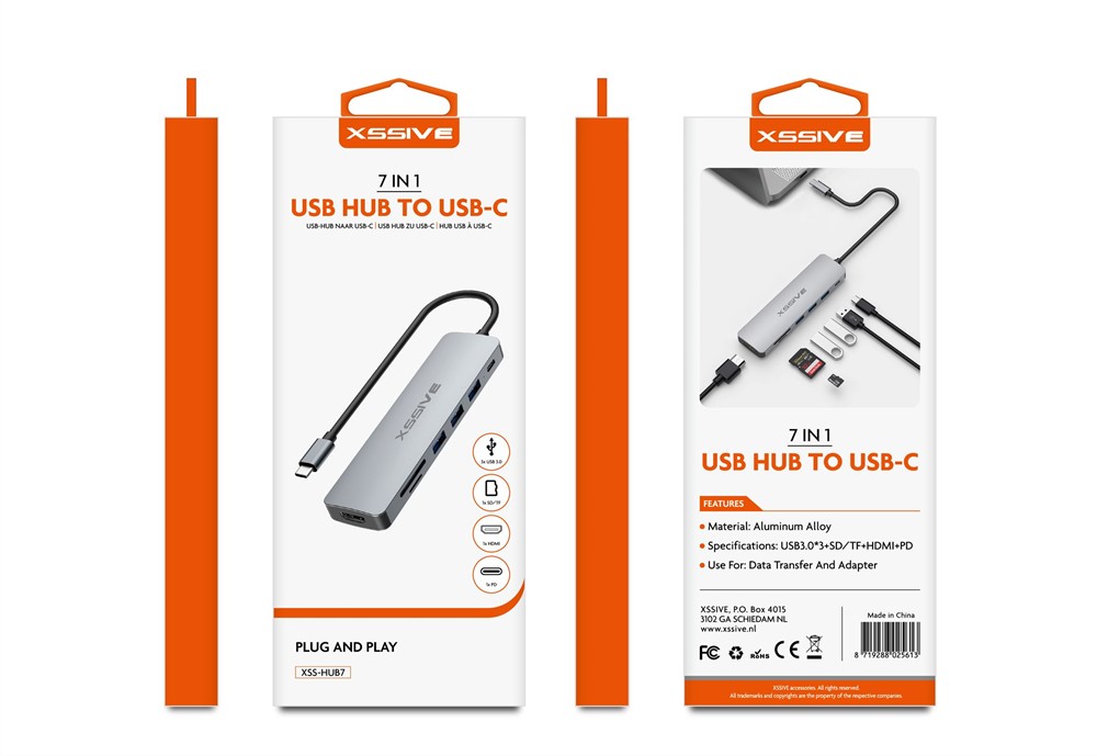 Xssive 7in1 USB Hub to USB-C XSS-HUB7-3