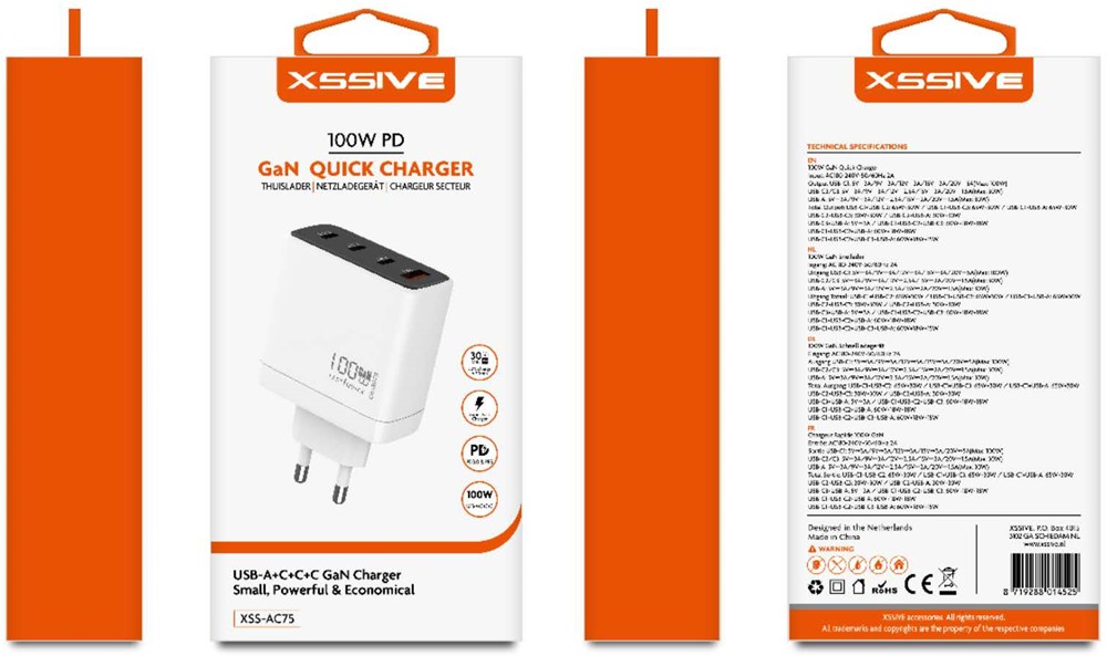 Xssive 100W PD GaN Quick Charger XSS-AC75 - White-2