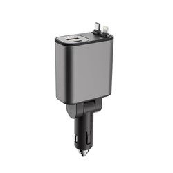 Xssive PD 45W Fast Car Charger with Retractable Cable XSS-CC47 - Black