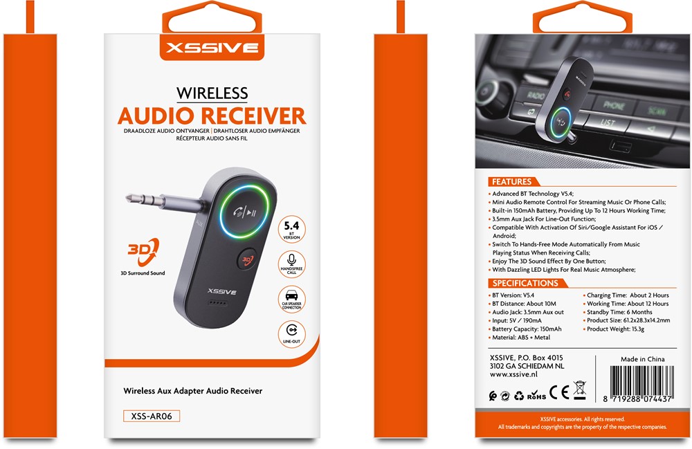 Xssive Wireless Bluetooth Audio Receiver XSS-AR06-2