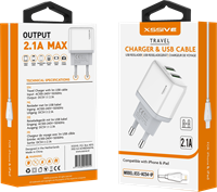 Xssive Duo USB Charger+Cable for iPhone 2.1A XSS-AC54-IP - Wit-2