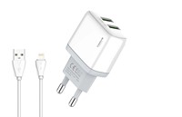 Xssive Duo USB Charger+Cable for iPhone 2.1A XSS-AC54-IP - Wit