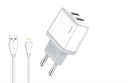 Xssive Duo USB Charger+Cable for iPhone 2.1A XSS-AC54-IP - White