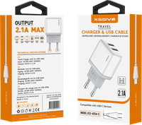 Xssive Duo USB Charger+Cable USB-C 2.1A XSS-AC54-C - White-2
