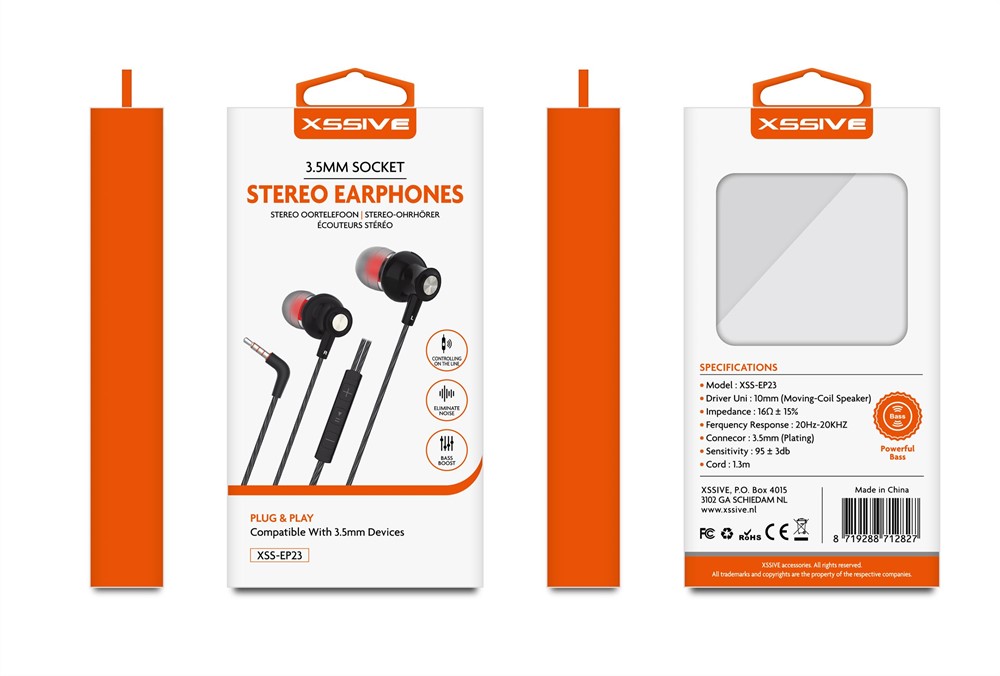 Xssive Stereo Headphones 3.5mm XSS-EP23 - Black-2
