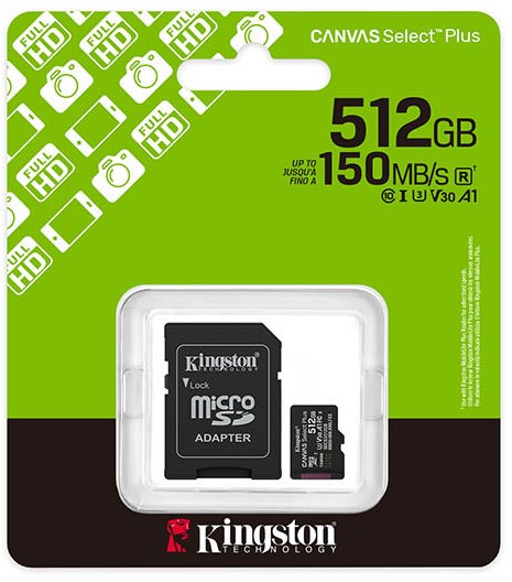 Kingston MicroSD + Adapter 512GB Class 10