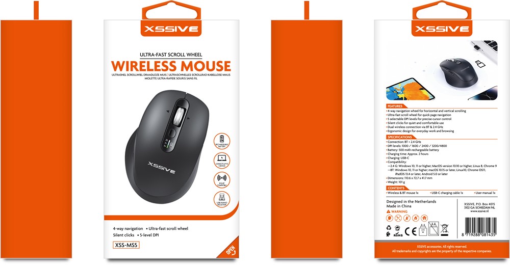 Xssive Bluetooth Wireless Mouse with Scroll Wheel XSS-MS5-2