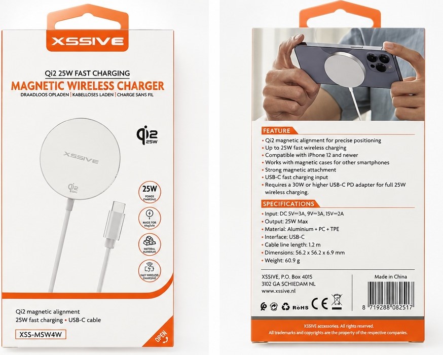 Xssive 25W Qi2 Wireless Magnetic Charger XSS-MSW4W - White-3