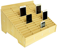 Boîte de Rangement en Bois avec Compartiments pour Écrans LCD