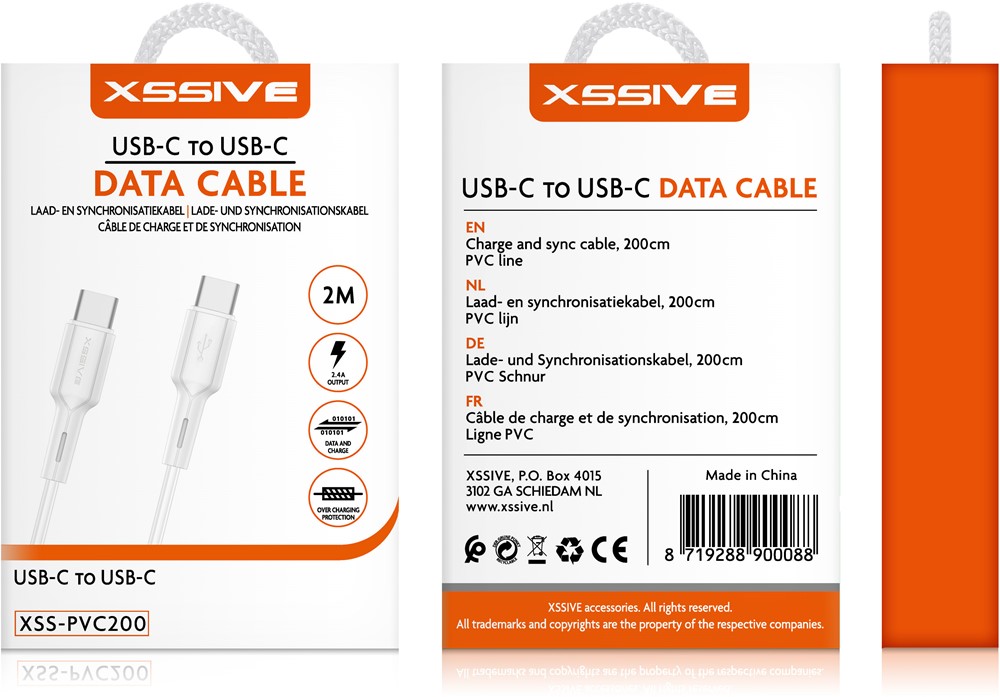 Xssive Type-C to Type-C Cable 2m XSS-PVC200CC (Small Box) - Wit-2