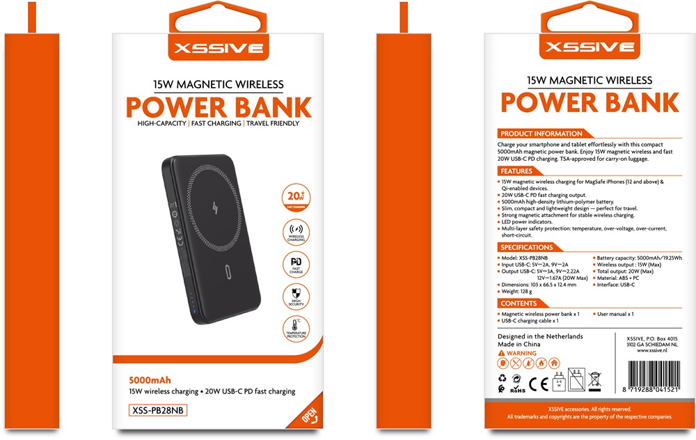 Xssive 15W Magnetic Wireless Powerbank XSS-PB28NB - Black-2