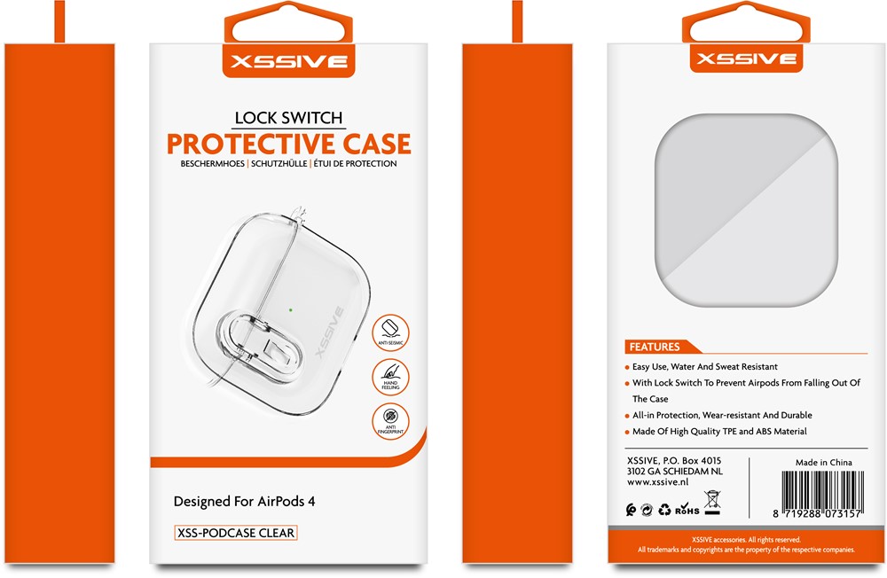 Xssive Protective Case for AirPods4 XSS-PODCASE- Clear-3