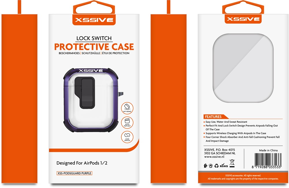 Xssive Protective Case for AirPods 1/2 XSS-PODSGUARD - Purple-2