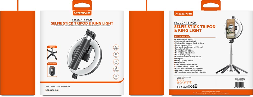Xssive Selfie Stick Tripod & Ring Light XSS-SELFIE-RL01-3