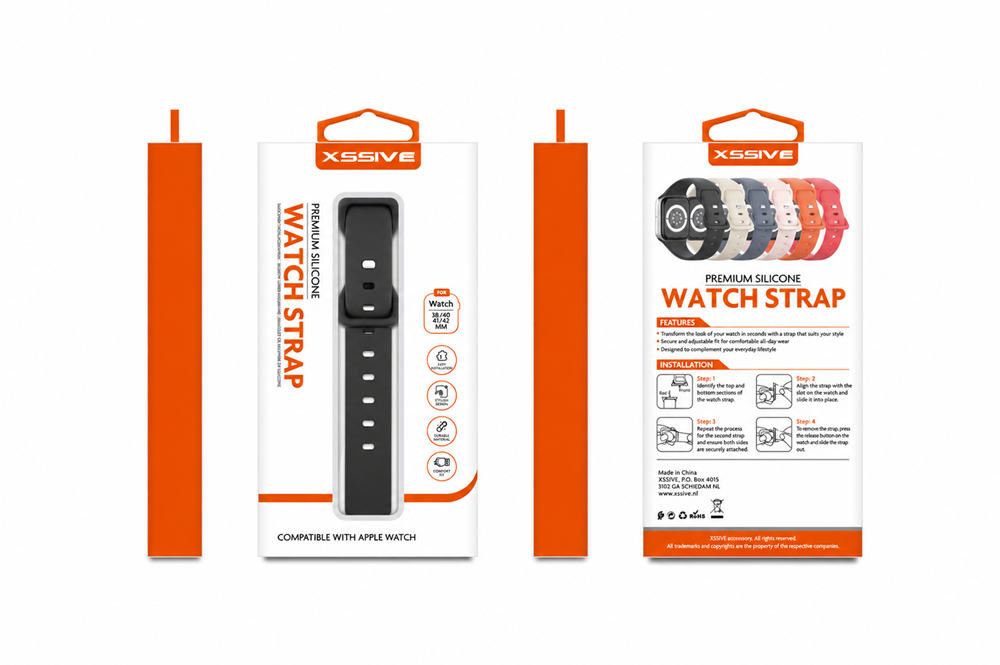 Xssive Premium Silicone Watch Strap for Apple Watch 38/40/41/42mm - Zwart-2