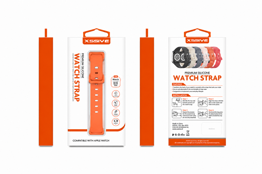 Xssive Premium Silicone Watch Strap for Apple Watch 44/45/46/49mm - Orange-2