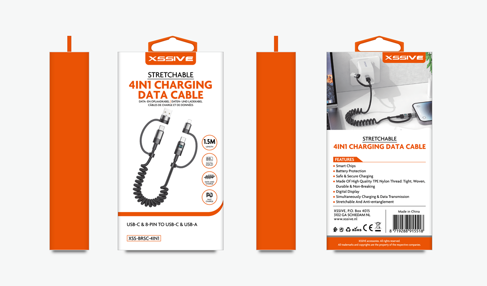 Xssive Stretchable 4in1 Cable XSS-BRSC-4IN1 1.5m-2