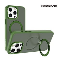 Xssive Back Case voor Magsafe Ronde Stand iPhone 12/12 Pro - Groen