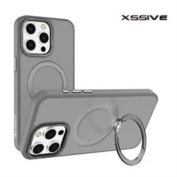 Xssive Back Case voor Magsafe Ronde Stand iPhone 12/12 Pro - Grijs