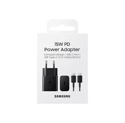 Samsung 15W PD Adapter with C-C Cable EP-T1510 - Zwart (met verpakking)