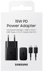 Samsung 15W PD Adapter with C-C Cable EP-T1510 - Zwart (met verpakking)