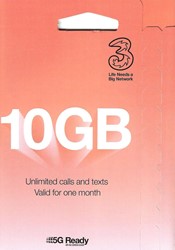 Three Mobile Prepaid Simcard with 10GB Data