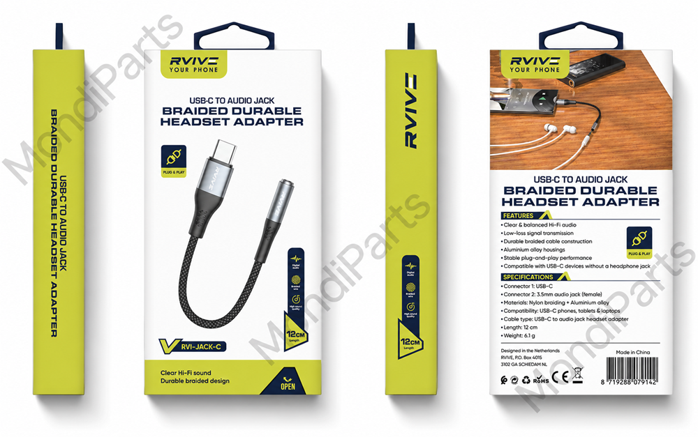 Rvive Braided USB-C to Audio Jack RVI-JACK C-2