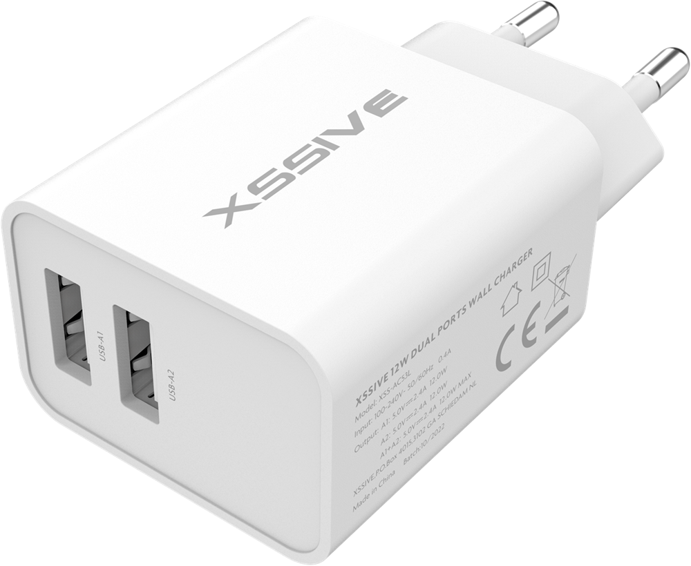 Xssive Duo USB Charger+Cable Micro 2.1A XSS-AC54-M - White
