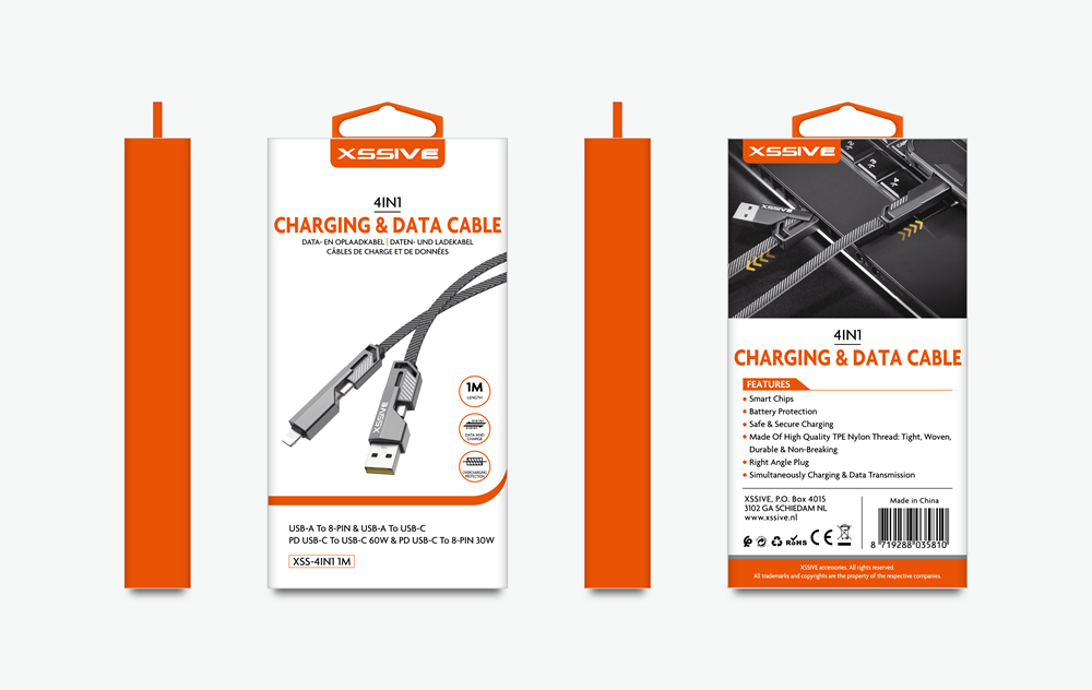 Xssive Braided 4in1 USB Cable XSS-4IN1 1m-2