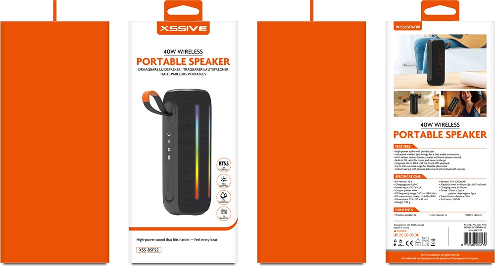 Xssive Wireless 40W Portable Speaker XSS-BSP22 - Zwart-2