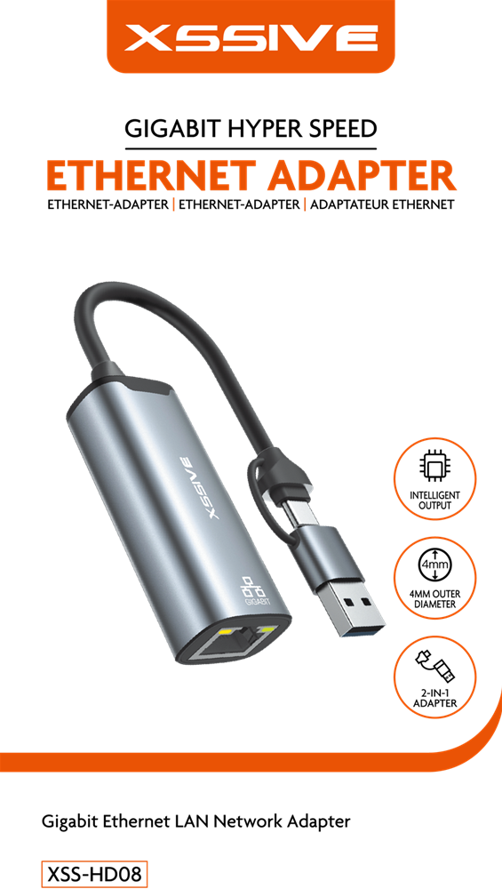 Xssive Ethernet Adapter XSS-HD08-2