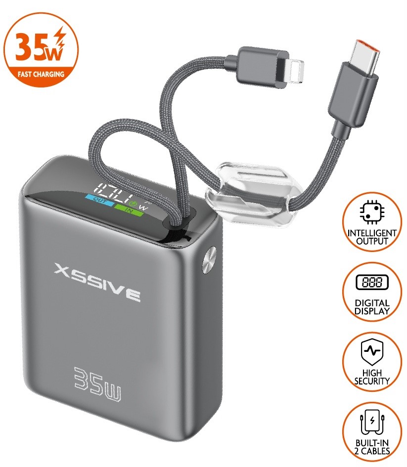 Xssive Mini Powerbank Ultra Fast Charge PD35W met Kabel 10000mAh XSS-PB54