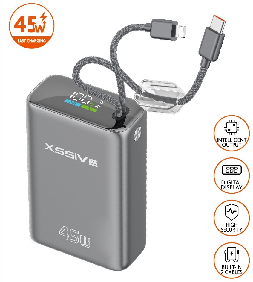Xssive Powerbank Ultra Fast Charge PD45W with Cable 20000mAh XSS-PB55
