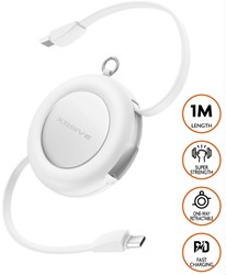 Xssive 240W USB-C to USB-C Retractable Cable XSS-RTCC-1M - WH - Wit