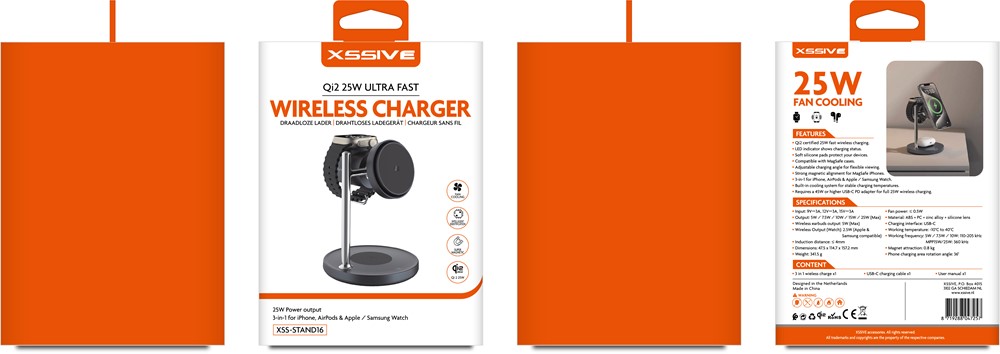 Xssive 3in1 Magnetic QI2 Wireless Charger XSS-STAND16-3