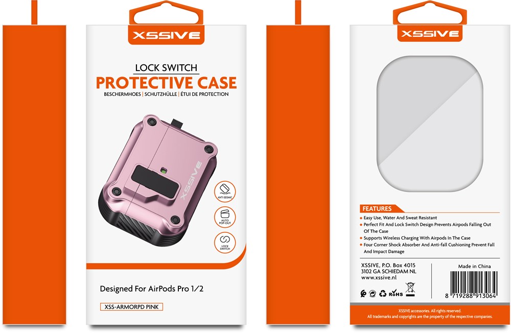 Xssive Protective Case for AirPods PRO1/2 XSS-ARMORPD - Pink-3