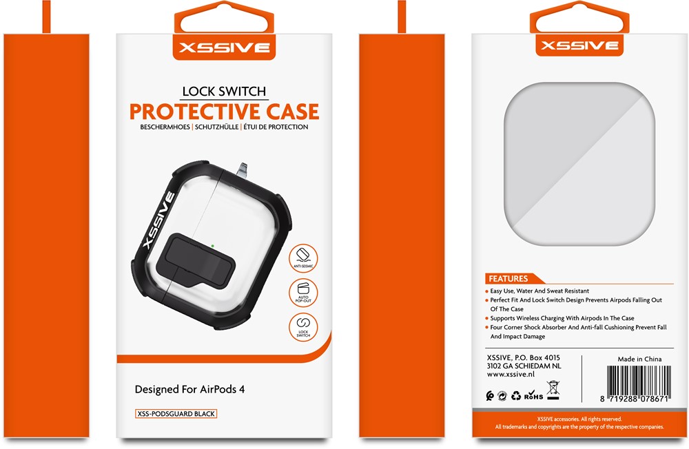 Xssive Protective Case for AirPods4 XSS-PODSGUARD - Black-2