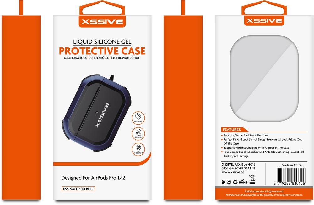Xssive Protective Case for AirPods PRO 1/2 XSS-SAFEPOD- Blue-2
