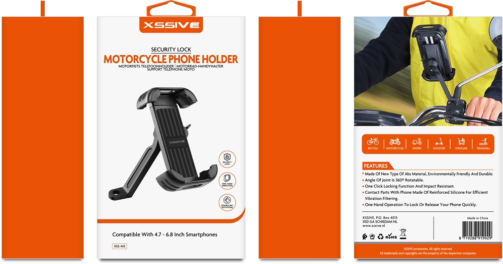 Xssive Motorcycle Phone Holder XSS-M3 for Smartphones up to 6.8inch-3
