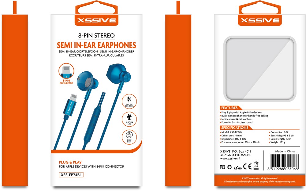 Xssive Stereo Earphones for iPhone XSS-EP24BL - Blue-2