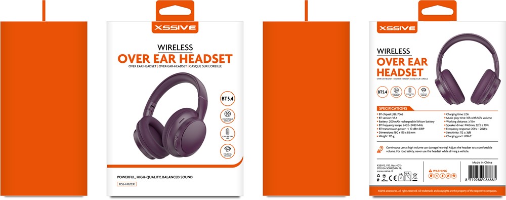 Xssive Wireless Over-Ear Headset XSS-H12CR - Cherry-2