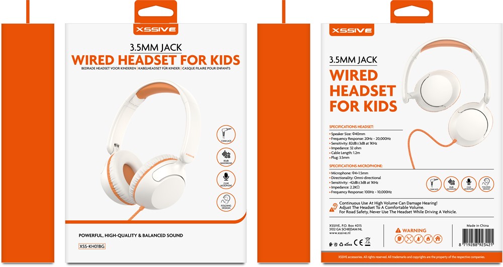 Xssive Wired Headset for Kids XSS-KH01BG - Beige-3