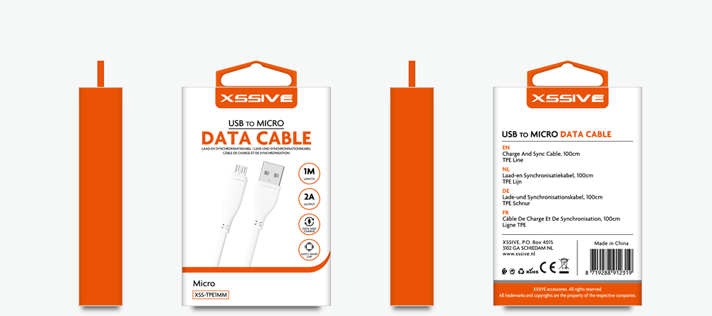 Xssive Micro USB Cable 1m XSS-TPE1MM (Small Box) - White-2