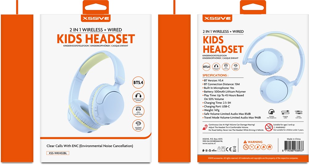 Xssive 2in1 Headset for Kids XSS-WKH02BL - Blue-2